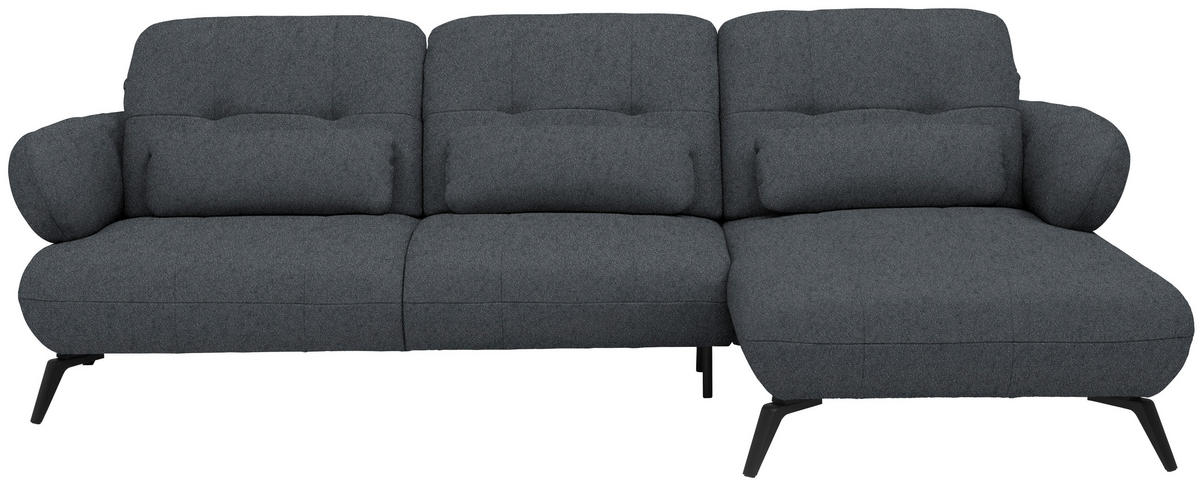 ECKSOFA Chenille Dunkelgrau  - Dunkelgrau/Schwarz, Design, Textil/Metall (282/189cm) - Novel