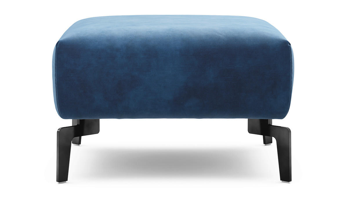 HOCKER Samt Blau  - Blau/Schwarz, Design, Textil/Metall (70/70/46cm) - SENSOO
