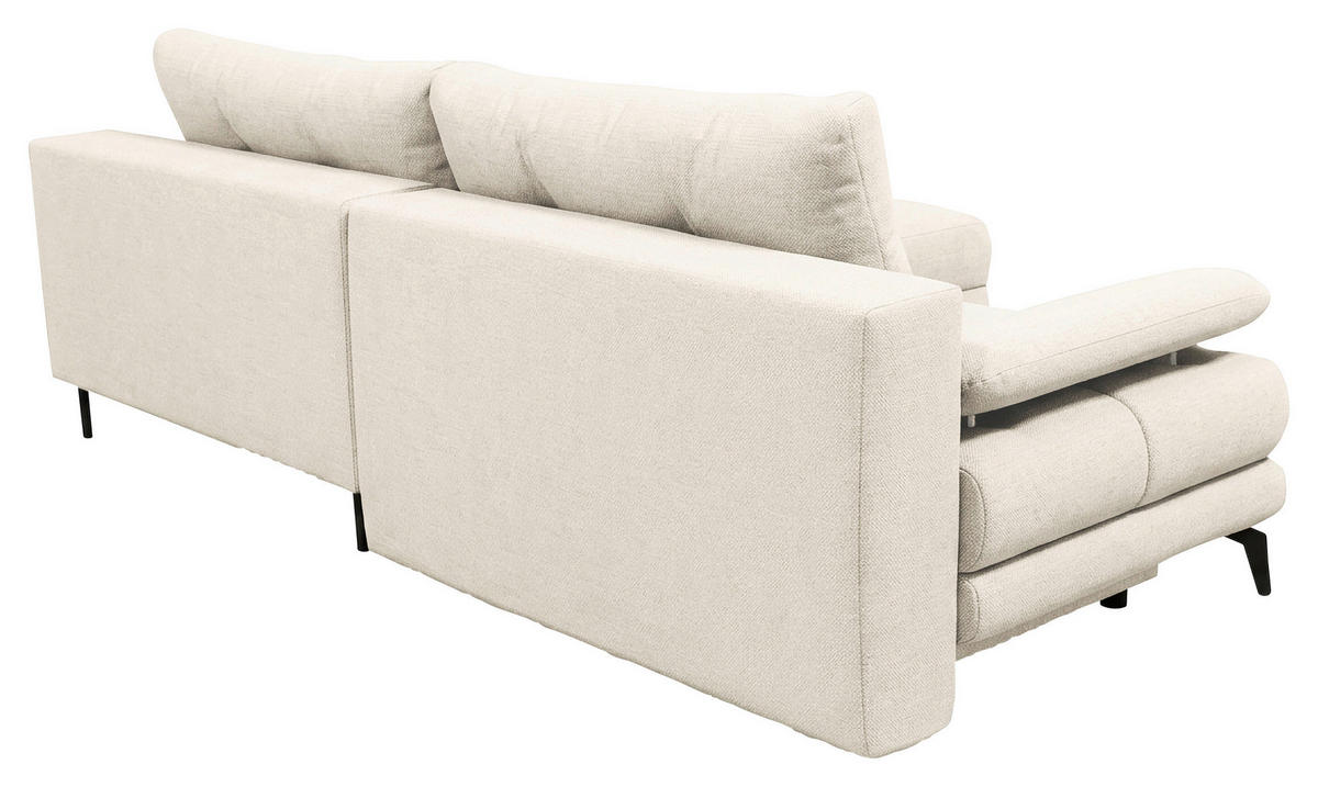 ECKSOFA Perlmutt Struktur Rückenkissen, Bettkasten, Schlaffunktion, Rücken echt, Armteilverstellung, Liegefläche im Originalstoff  - Beige/Perlmutt, MODERN, Textil/Metall (263/181cm) - Carryhome