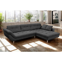 ECKSOFA BROOKLYN Anthrazit Flachgewebe Zierkissen, Rückenkissen  - Anthrazit/Silberfarben, KONVENTIONELL, Kunststoff/Textil (329/199cm) - Livetastic