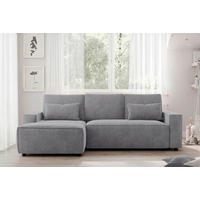 ECKSCHLAFSOFA  mit Rücken echt Chenille Graubraun  - Graubraun/Schwarz, MODERN, Kunststoff/Textil (154/247cm) - Livetastic