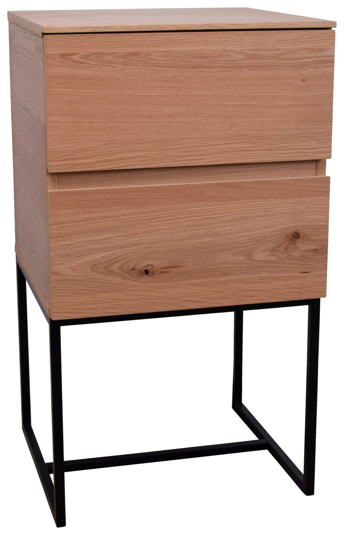 SÄNGBORD i faner ek svart, ekfärgad  - svart/ekfärgad, Klassisk, metall/trämaterial (42/75/40cm) - home24