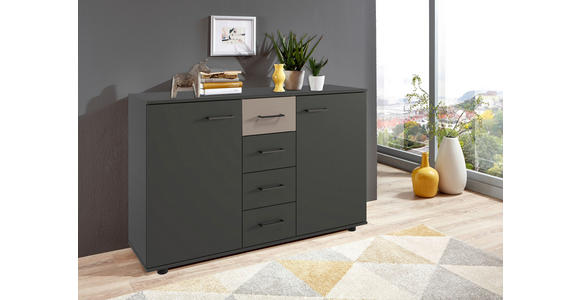 KOMMODE in 130/83/41 cm - Schwarz/Graphitfarben, KONVENTIONELL, Holzwerkstoff/Kunststoff (130/83/41cm) - Carryhome