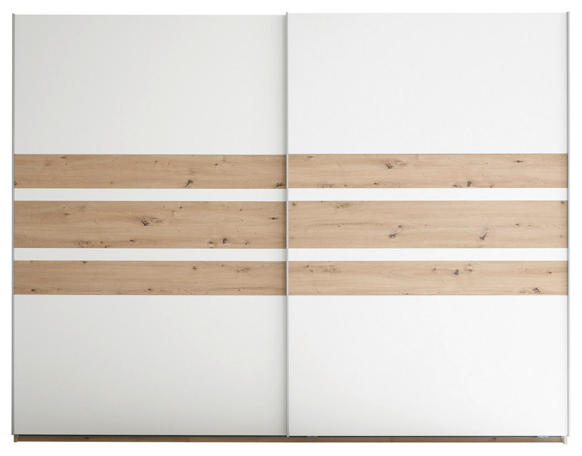 OMARA Z DRSNIMI VRATI, bela, hrast artisan  - bela/barve aluminija, Moderno, kovina/leseni material (270/210/60cm) - Livetastic
