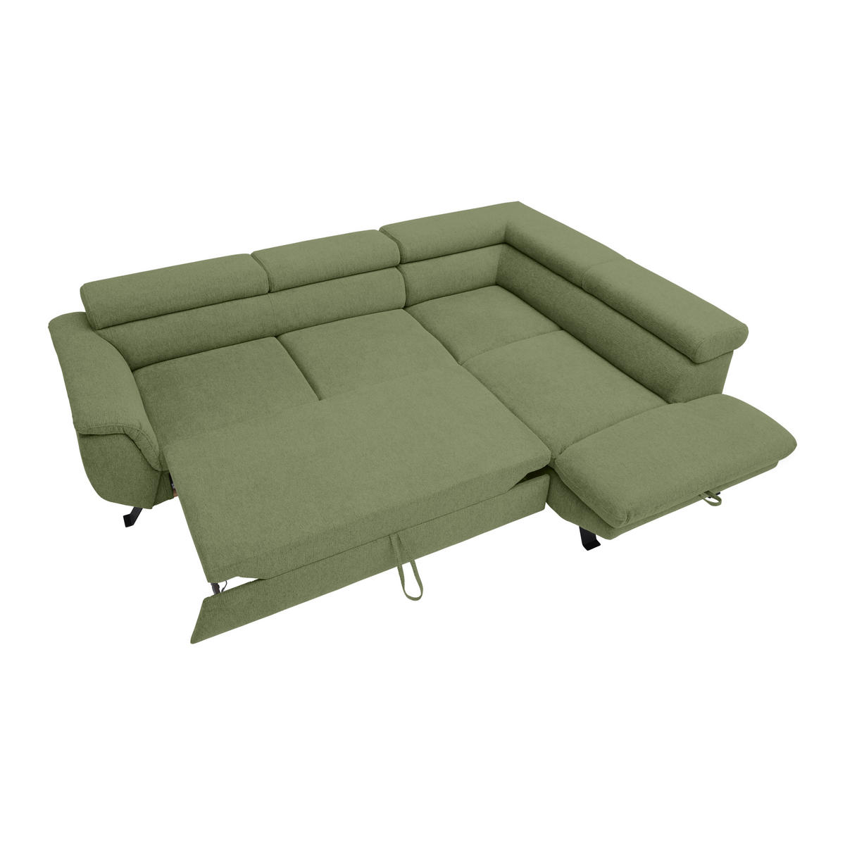 HÖRNSOFFA i vävt tyg olivgrön  - olivgrön/svart, Modern, metall/textil (257/198cm) - MID.YOU