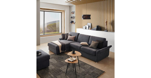 ECKSOFA in Flachgewebe Anthrazit 176/285 cm - Chromfarben/Anthrazit, KONVENTIONELL, Textil/Metall (176/285cm) - Novel