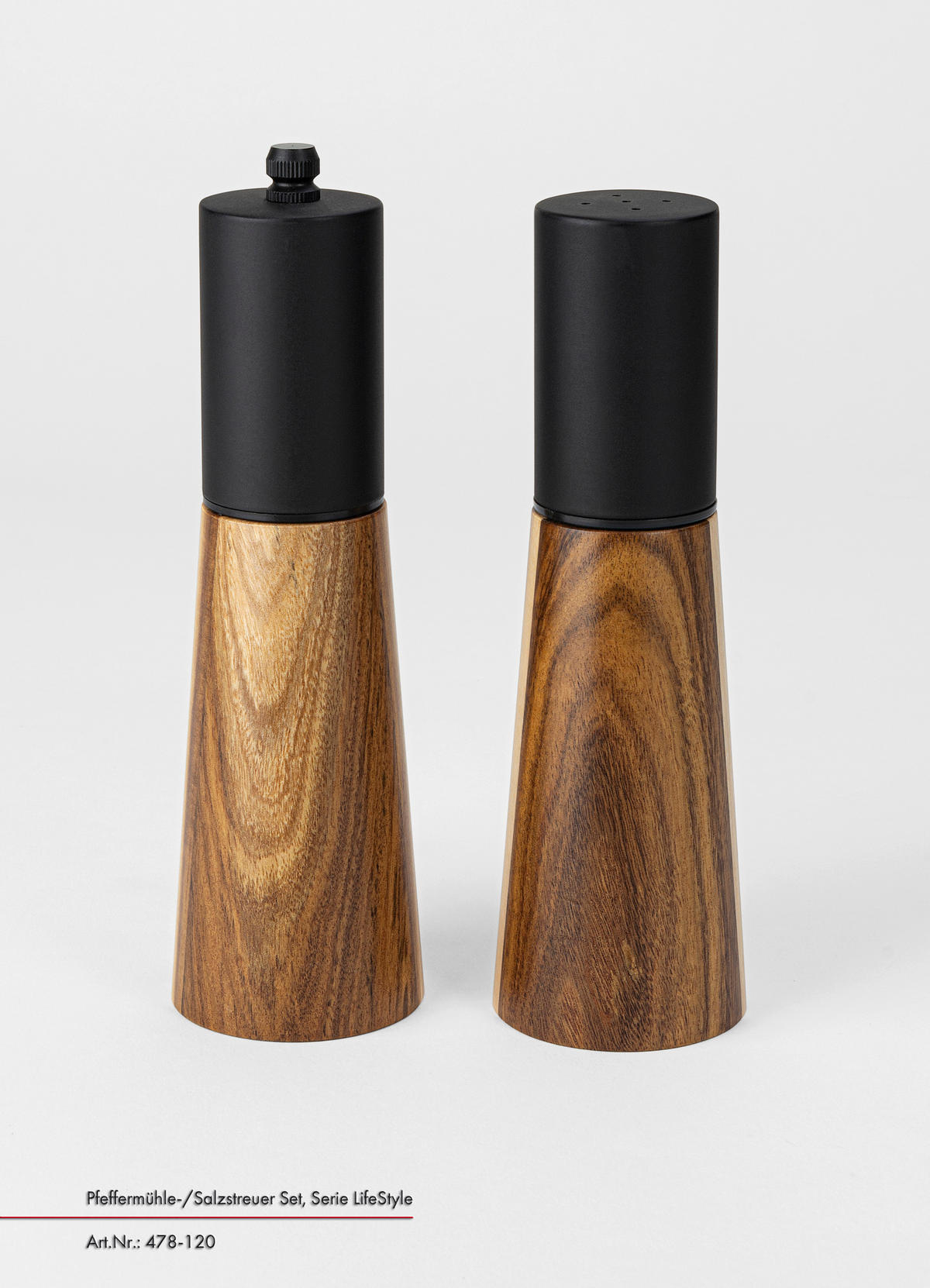 FŰSZERŐRLŐ 2 RÉSZES SZETT    - akácia színű/fekete, Basics, fém/fa (11,5/19/6cm) - Justinus