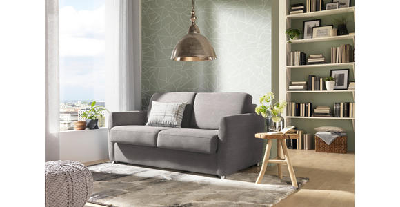 SOFA in Flachgewebe Taupe - Taupe/Chromfarben, KONVENTIONELL, Textil (162/86/97cm) - Novel