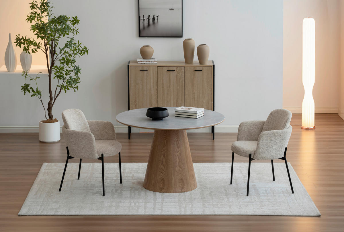 ÉTKEZŐASZTAL - tölgyfa színű/szürke, Modern, faalapú anyag/fa (120/120/75cm) - MID.YOU