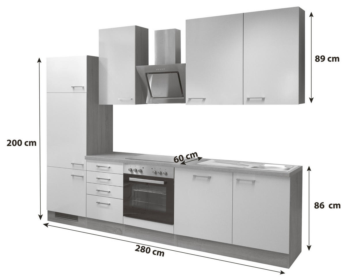 KÜCHENBLOCK 280 cm   in Kaschmir  - Kaschmir/Edelstahlfarben, MODERN, Holzwerkstoff/Metall (280cm) - FlexWell