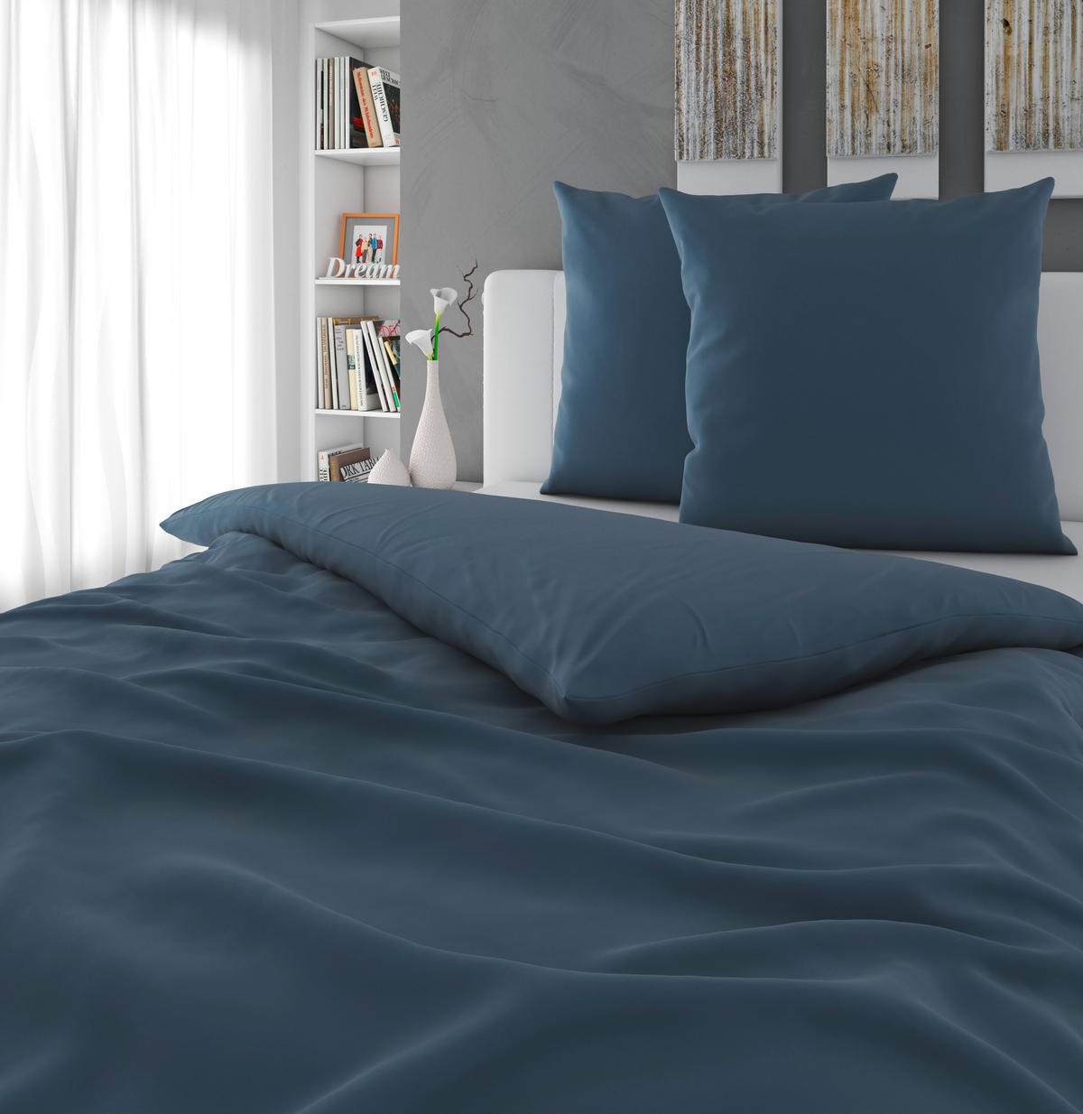 BETTWÄSCHE Kyoto Flachgewebe 200/200 cm  - Dunkelblau, Basics, Textil (200/200cm) - Bio:Vio