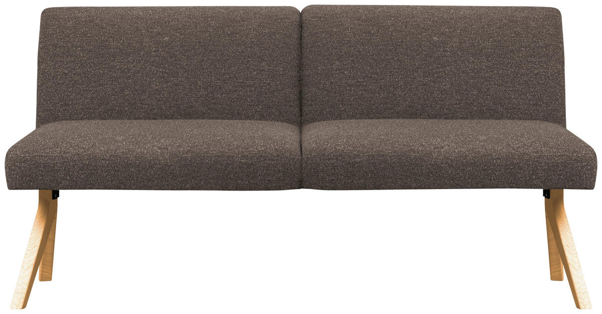 SITZBANK 160/85/69 cm Webstoff Braun Eiche vollmassiv  - Eichefarben/Braun, KONVENTIONELL, Holz/Textil (160/85/69cm) - Linea Natura