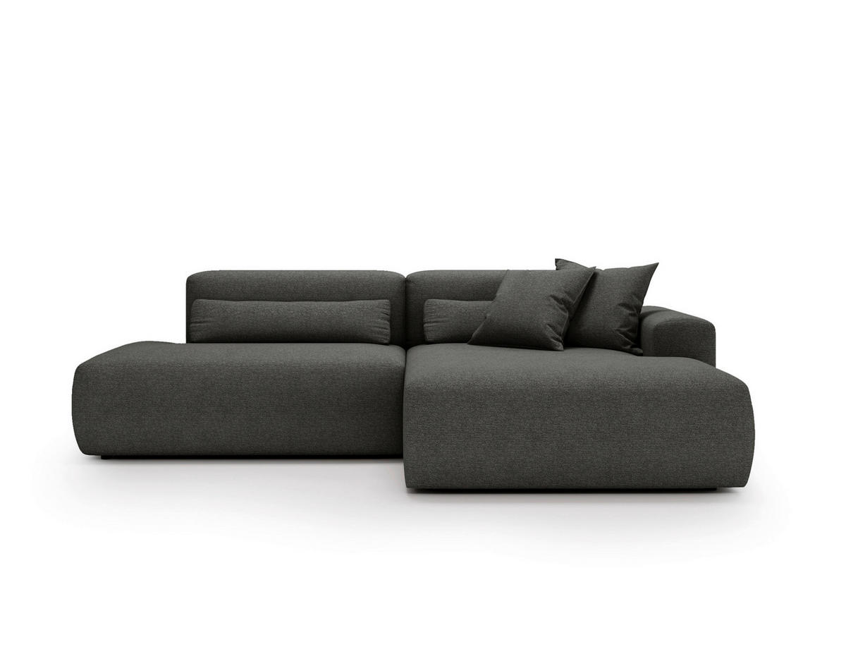 ECKSOFA REVE in Chenille Grau  284/160 cm  - Schwarz/Grau, Design, Kunststoff/Textil (284/160cm) - Livetastic