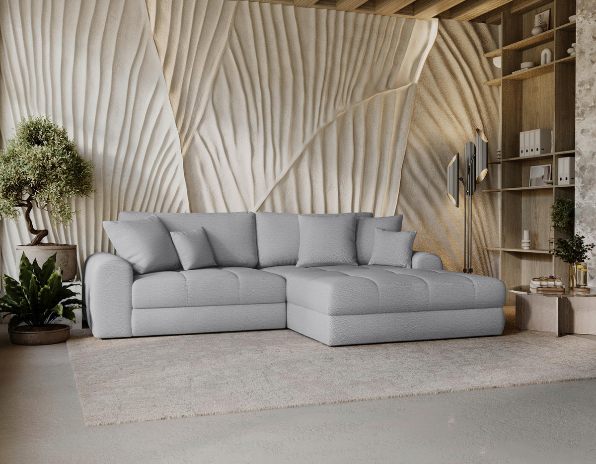 ECKSOFA LORSON Hellblau Struktur  - Schwarz/Hellblau, Design, Kunststoff/Textil (290/208cm) - Livetastic