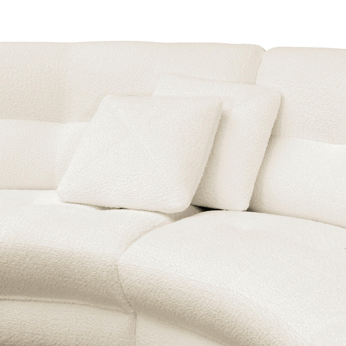 ECKSOFA in Bouclé Weiss  - Weiss/Schwarz, Design, Kunststoff/Textil (113/300cm) - Livetastic