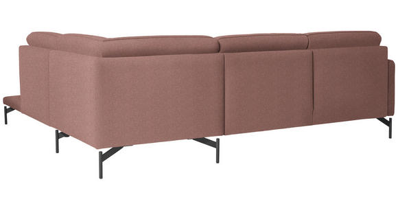 ECKSOFA in Flachgewebe, Struktur Hellrot  - Hellrot/Anthrazit, Design, Textil/Metall (254/230cm) - Ambiente