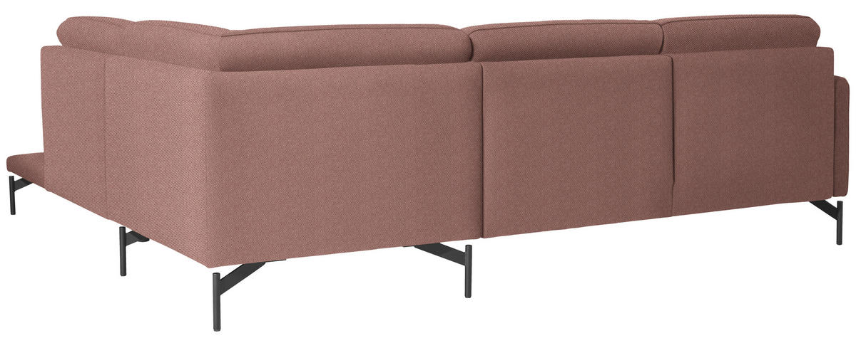 ECKSOFA in Flachgewebe, Struktur Hellrot  - Hellrot/Anthrazit, Design, Textil/Metall (254/230cm) - Johann Jakob