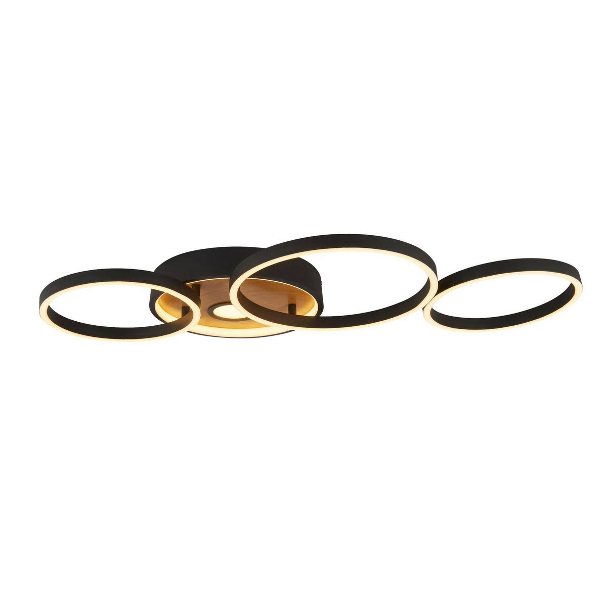 LED-DECKENLEUCHTE Curio 89/8/42 cm   - Schwarz/Braun, Basics, Kunststoff/Metall (89/8/42cm)