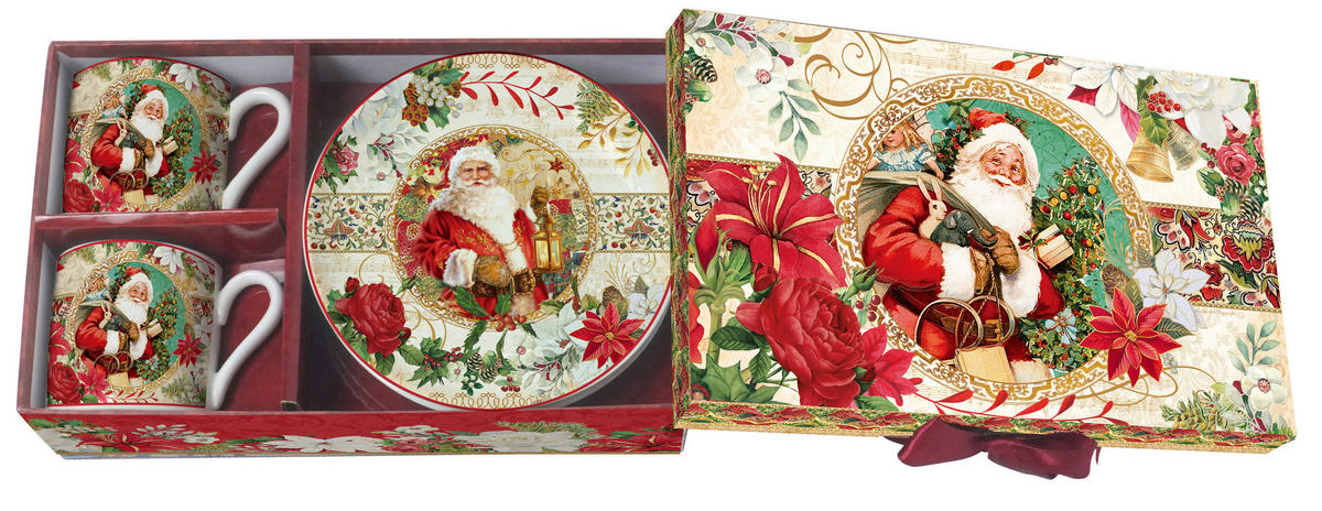 KAFFEETASSE MIT UNTERTASSE  - Multicolor, LIFESTYLE, Keramik (100ml) - X-Mas