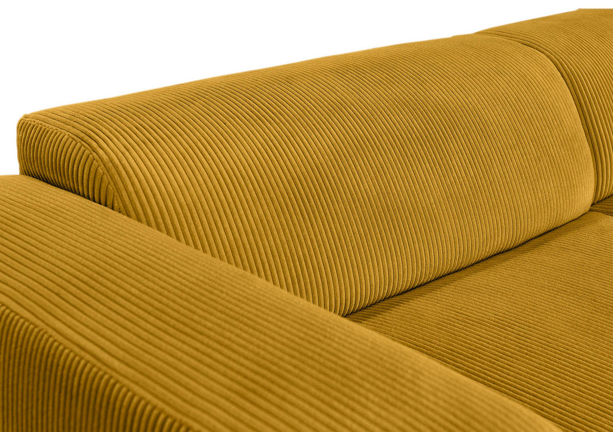 ECKSOFA BASMA Senfgelb Cord  - Senfgelb/Schwarz, Design, Kunststoff/Textil (175/298cm) - P & B