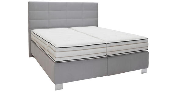 BOXSPRINGBETT 180/200 cm  in Hellgrau  - Hellgrau/Alufarben, KONVENTIONELL, Textil/Metall (180/200cm) - Dieter Knoll