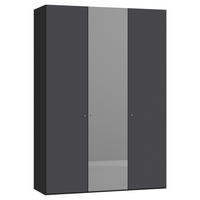 DREHTÜRENSCHRANK 152/220/40 cm,  in Anthrazit, Schwarz, 3-türig  - Anthrazit/Silberfarben, Design, Glas/Holzwerkstoff (152/220/40cm) - Jutzler