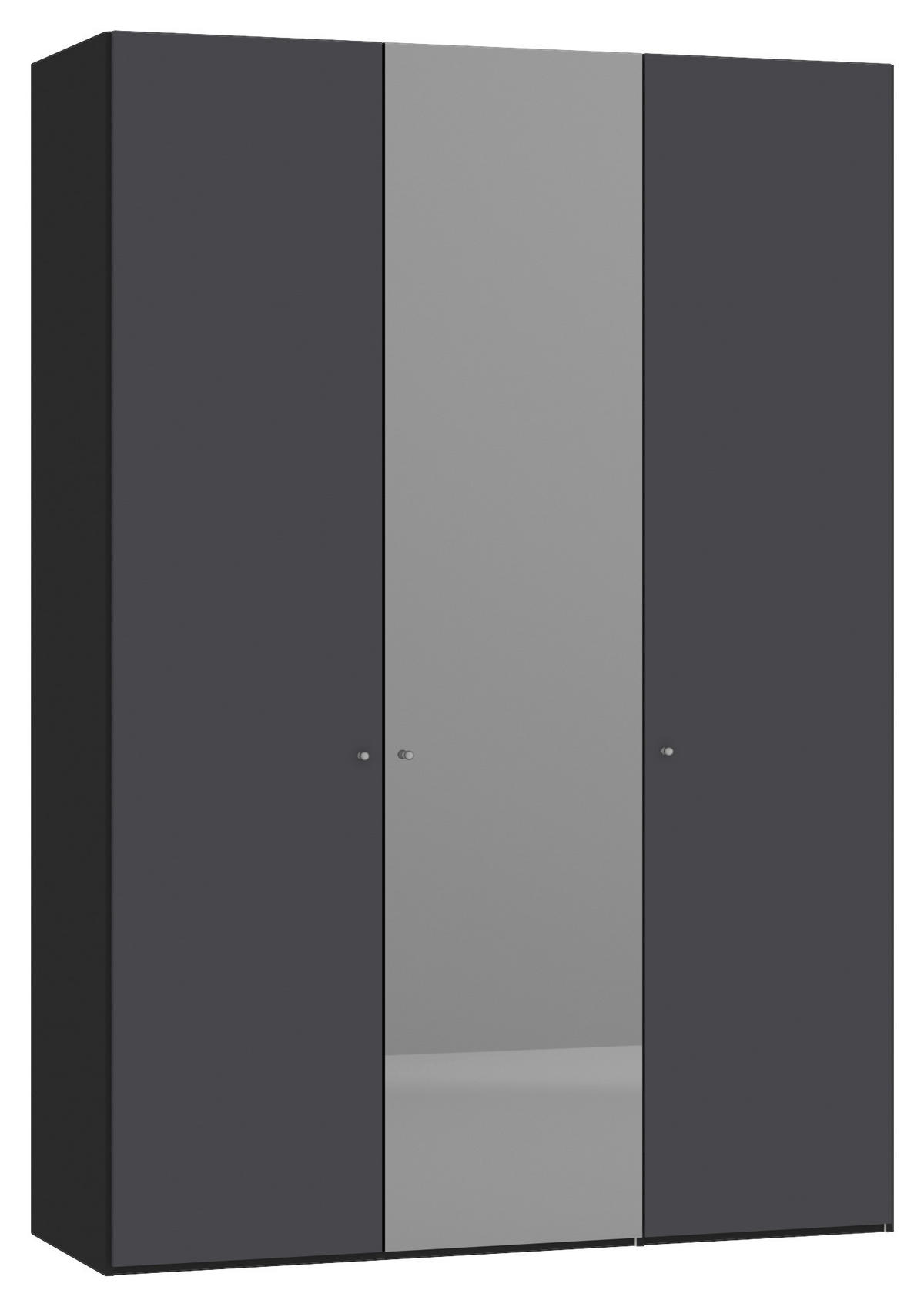 DREHTÜRENSCHRANK 152/220/40 cm,  in Anthrazit, Schwarz, 3-türig  - Anthrazit/Silberfarben, Design, Glas/Holzwerkstoff (152/220/40cm) - Jutzler