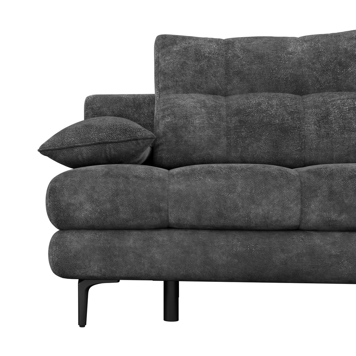 SCHLAFSOFA  mit Liegefunktion, Schlafen auf Sitzhöhe, Rücken echt Chenille Schwarz  - Schwarz, KONVENTIONELL, Textil/Metall (203/94/96cm) - Carryhome