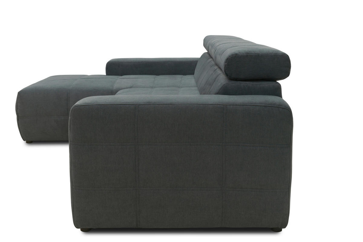 ECKSOFA Dunkelgrau Mikrofaser  - Dunkelgrau/Schwarz, Design, Kunststoff/Textil (175/285cm) - MID.YOU