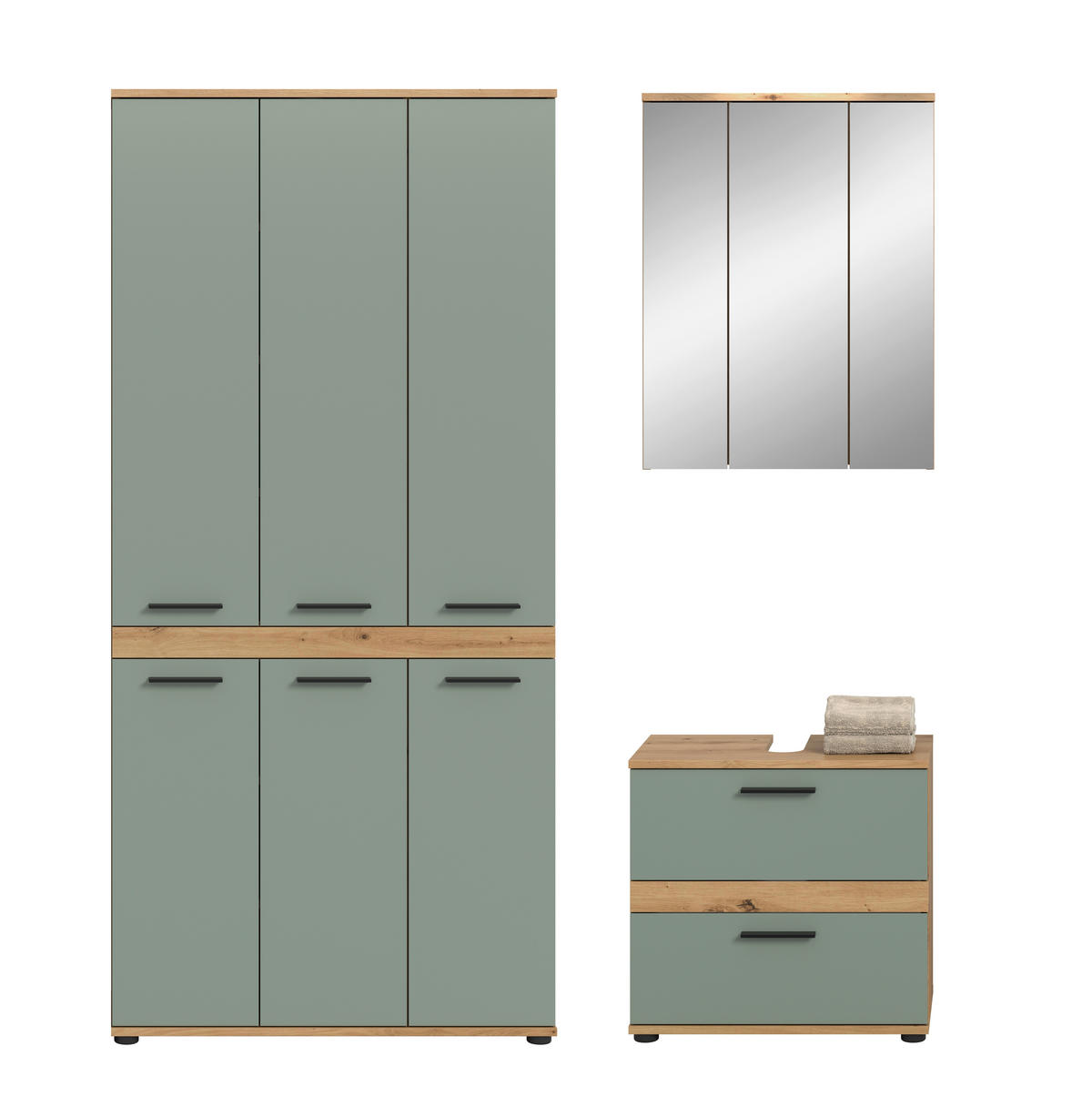 BADRUM 165 cm  - svart/ek Artisan, Trend, trämaterial/glas (165cm) - MID.YOU