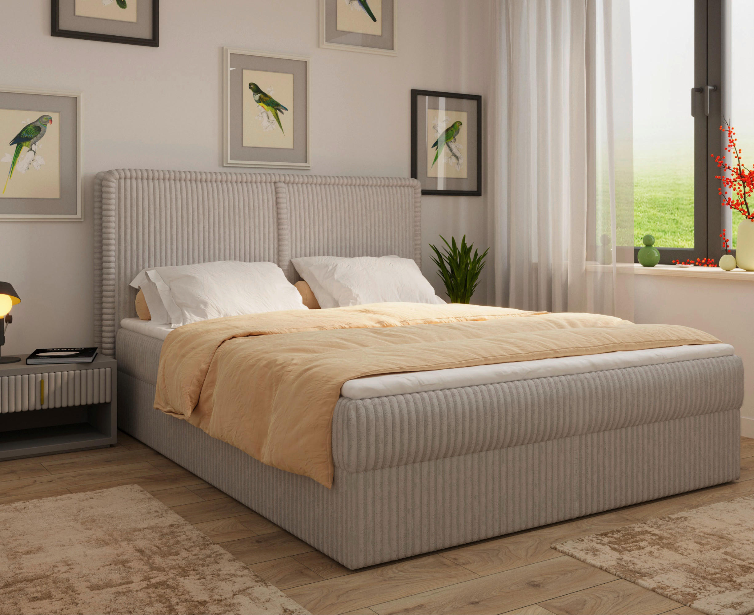 BOXBETT 180/200 cm  in Beigebraun  - Beigebraun/Schwarz, MODERN, Holz/Kunststoff (180/200cm) - MID.YOU