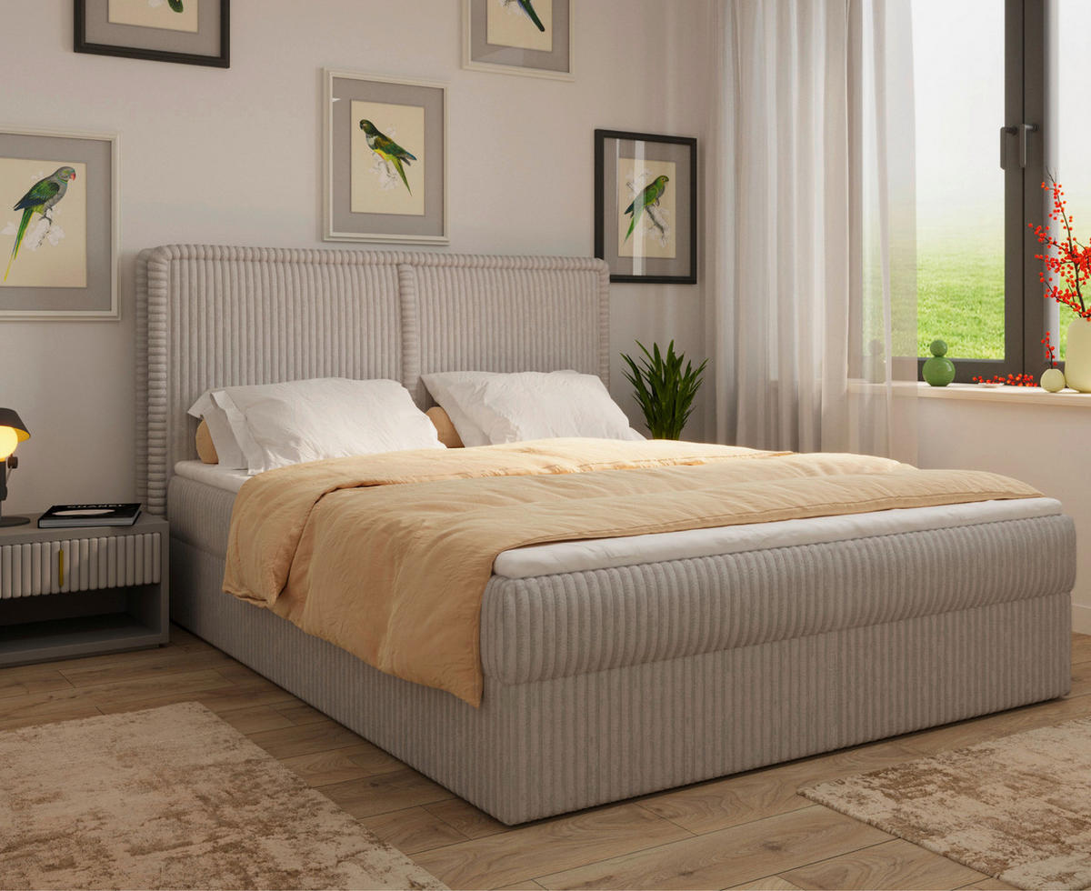 BOXBETT 180/200 cm  in Beigebraun  - Beigebraun/Schwarz, MODERN, Holz/Kunststoff (180/200cm) - MID.YOU