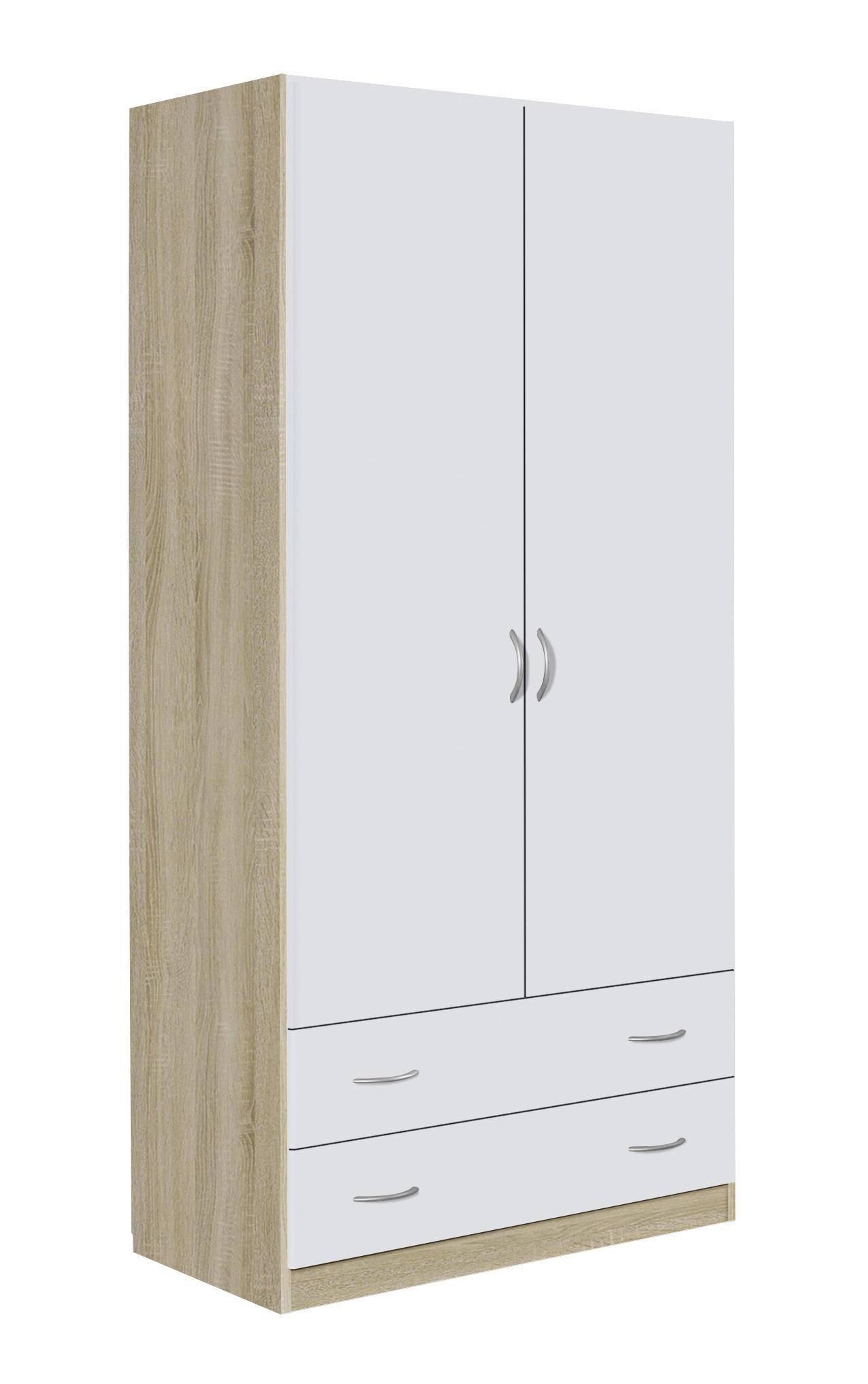 DREHTÜRENSCHRANK 91/197/54 cm 2-türig  - Silberfarben/Weiß, Design, Holzwerkstoff/Metall (91/197/54cm) - Boxxx