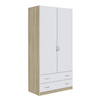 DREHTÜRENSCHRANK 91/197/54 cm 2-türig  - Silberfarben/Weiß, Design, Holzwerkstoff/Metall (91/197/54cm) - Boxxx