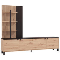 OBÝVACIA STENA, čierna, dub artisan - čierna/dub artisan, Basics, kov/kompozitné drevo (208/167/40cm) - Hom`in