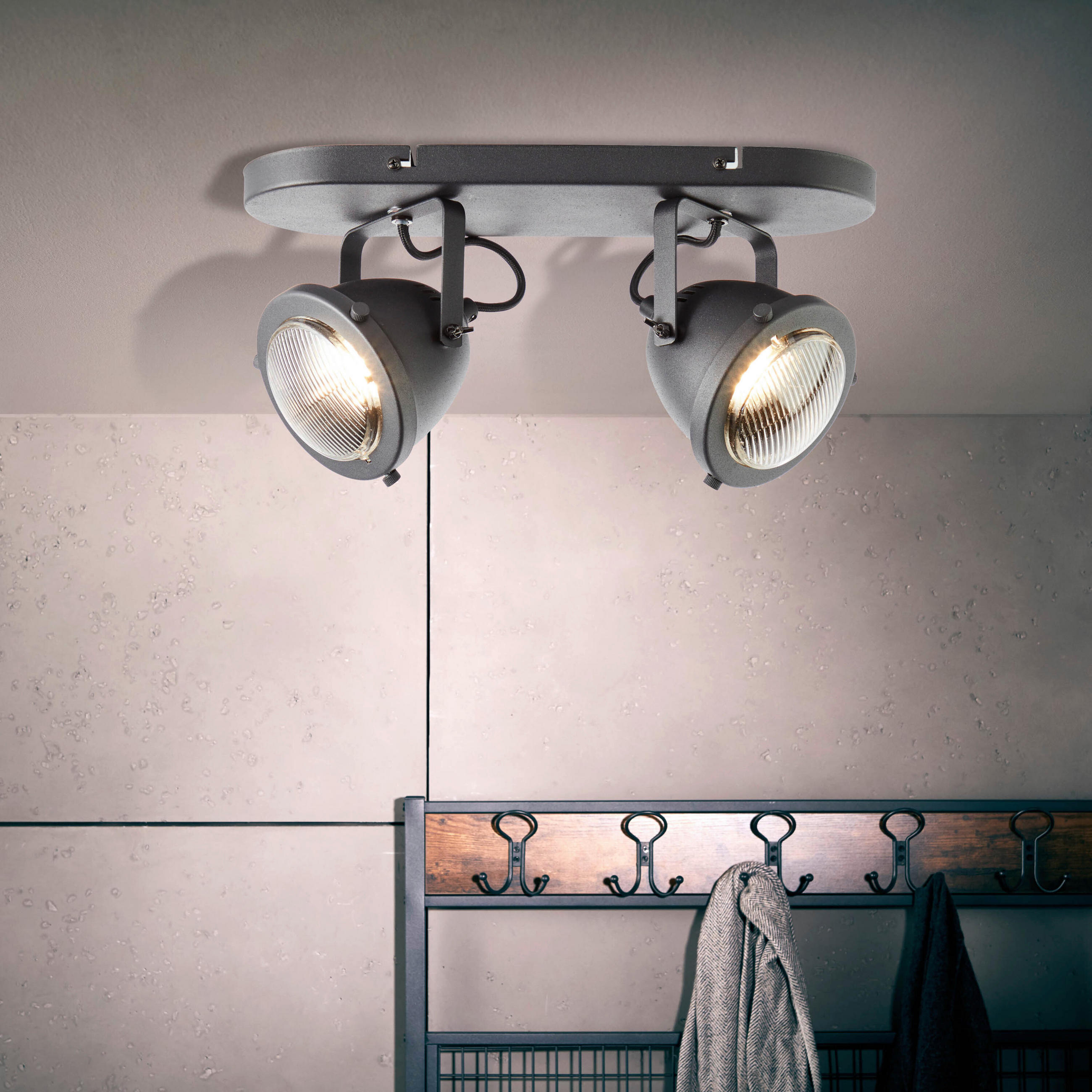 DECKENSTRAHLER 36/18,5/14 cm   - Transparent/Schwarz, LIFESTYLE, Glas/Metall (36/18,5/14cm) - Brilliant
