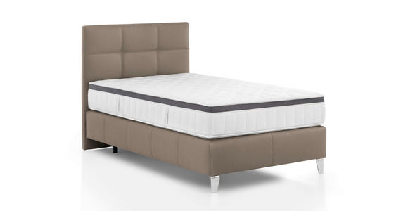 BOXSPRINGBETT 140/200 cm  in Beige  - Chromfarben/Beige, KONVENTIONELL, Leder/Textil (140/200cm) - Novel