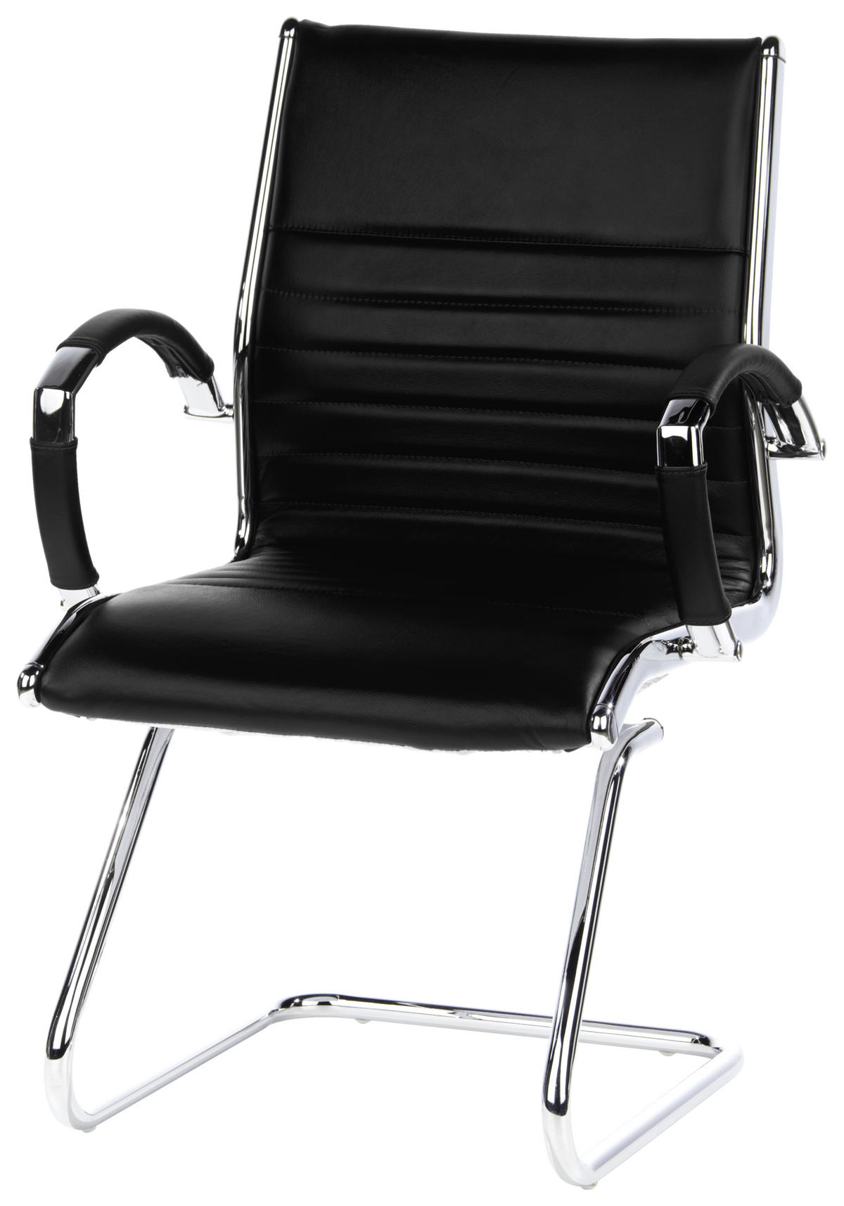 KONFERENČNI STOL tekstil, usnje črna, barve kroma  - barve kroma/črna, Moderno, kovina/tekstil (62/94/46cm) - MID.YOU