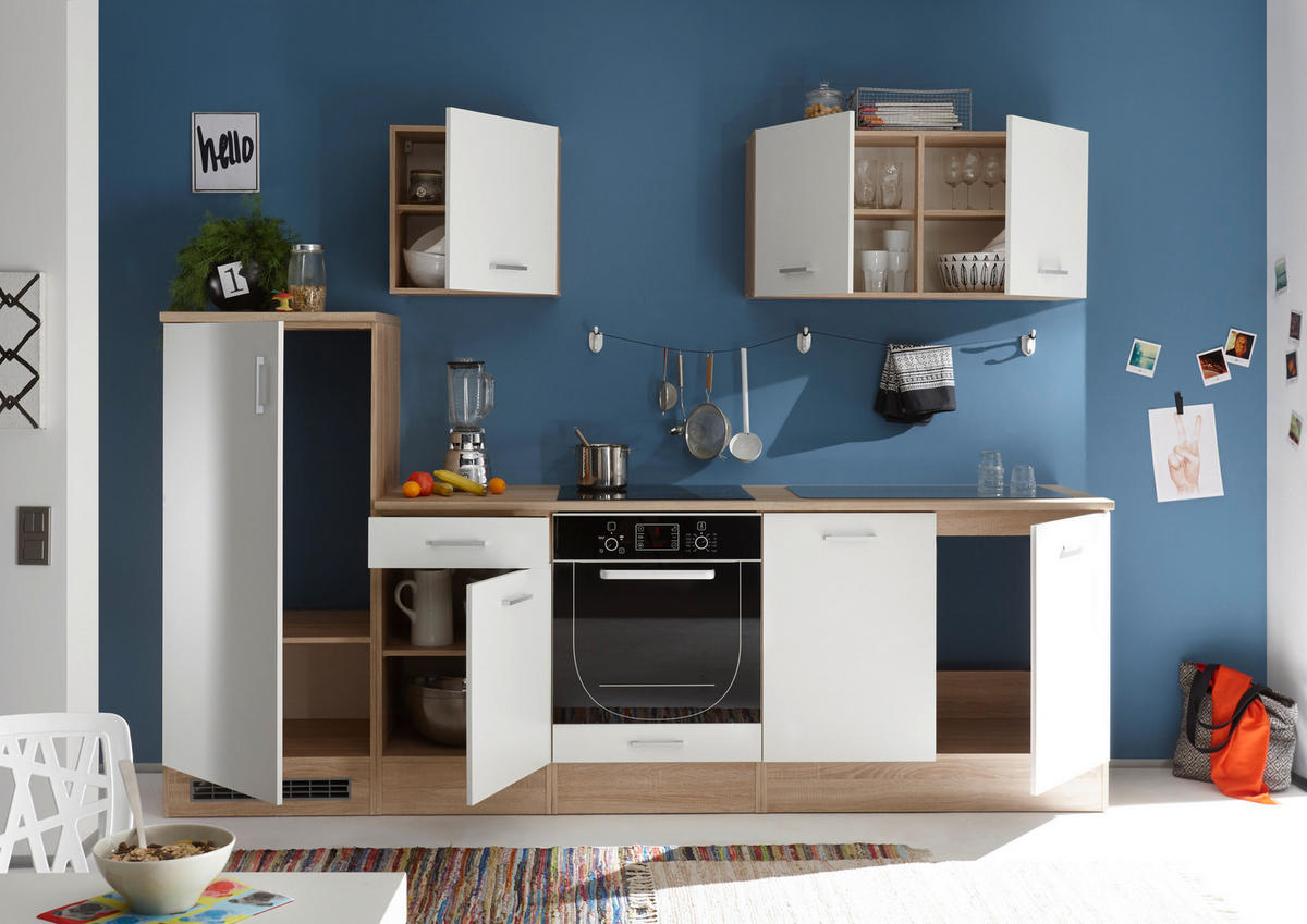 KÜCHENLEERBLOCK   in Weiß, Sonoma Eiche  - Weiß/Sonoma Eiche, MODERN, Holzwerkstoff (270/195/60cm)