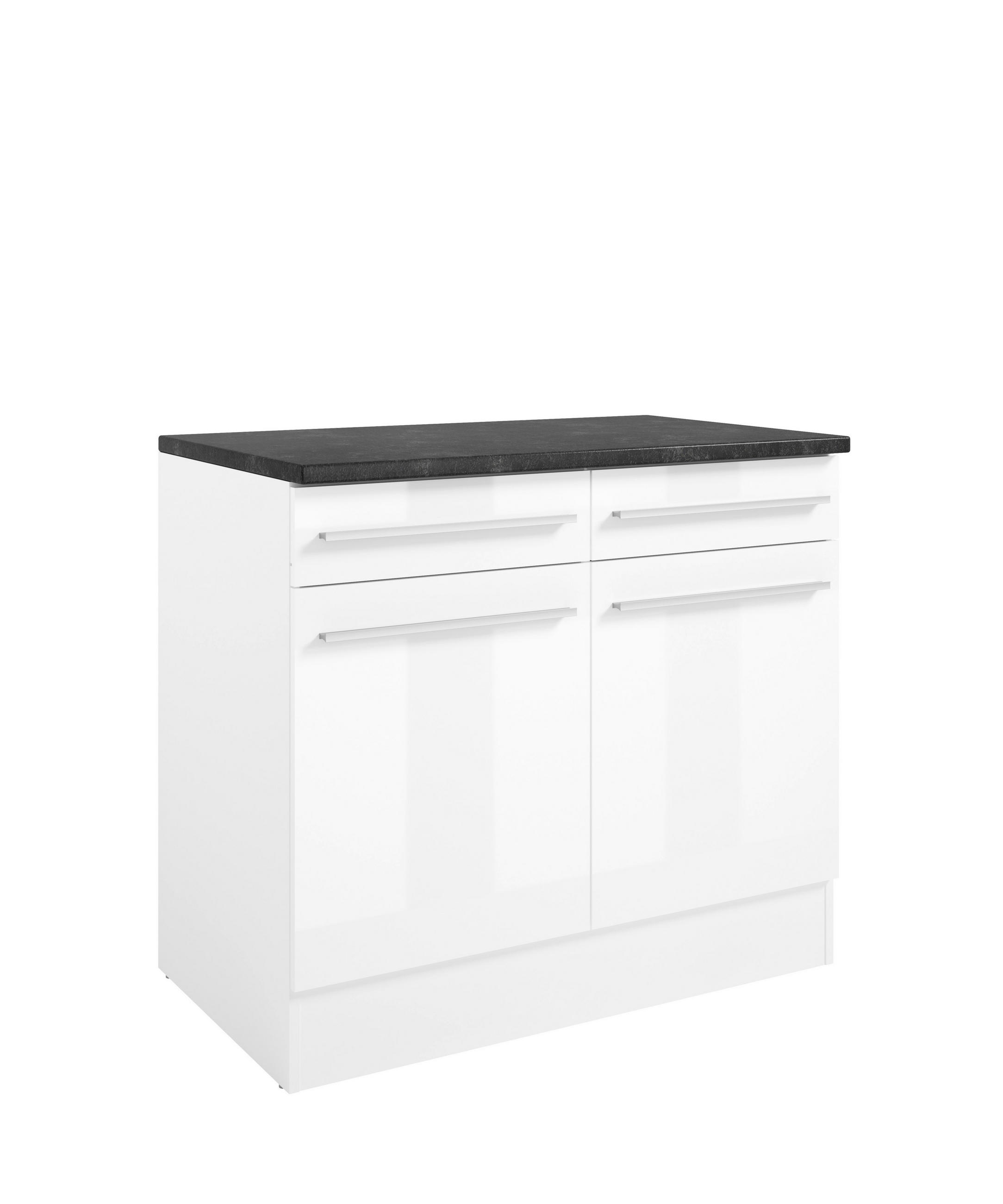 SCHUBKASTENUNTERSCHRANK 100/90/60 cm  in Weiß, Weiß Hochglanz  - Weiß Hochglanz/Anthrazit, Basics, Holzwerkstoff/Kunststoff (100/90/60cm) - P & B