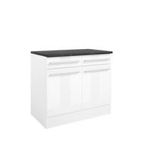 SCHUBKASTENUNTERSCHRANK 100/90/60 cm  in Weiß, Weiß Hochglanz  - Weiß Hochglanz/Anthrazit, Basics, Holzwerkstoff/Kunststoff (100/90/60cm) - P & B