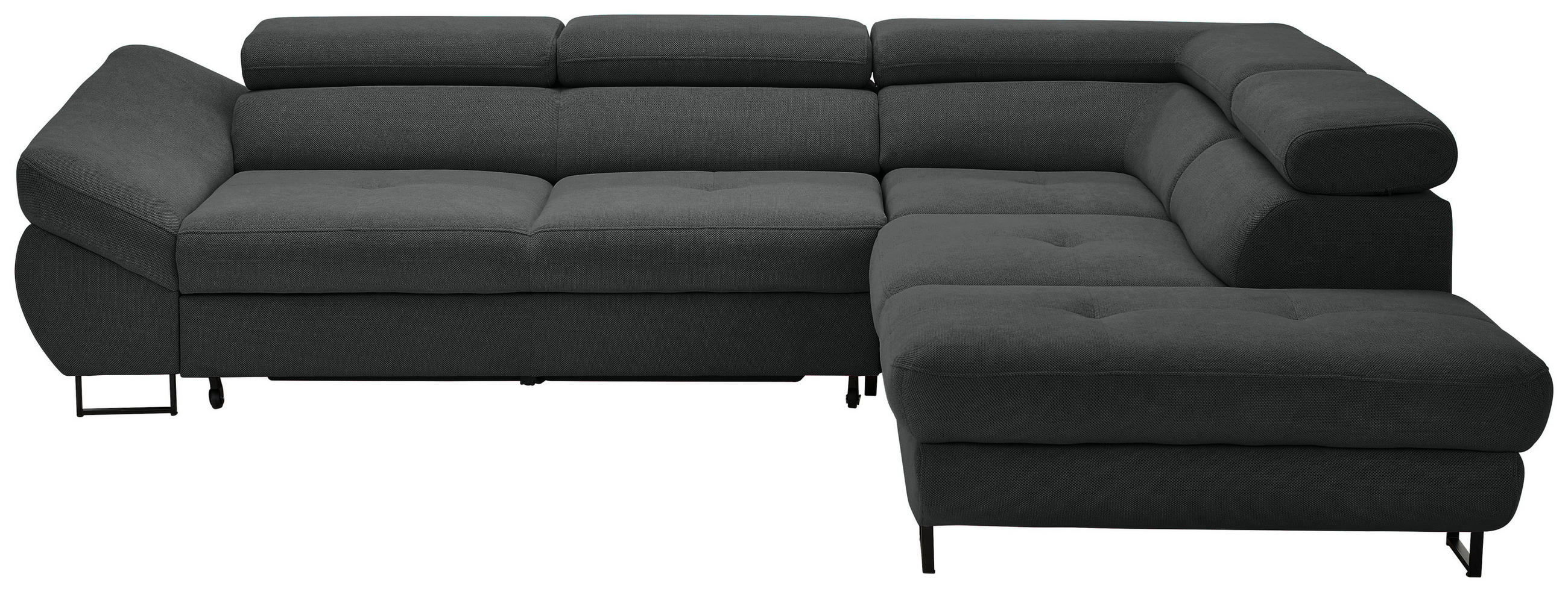 ECKSOFA in Webstoff Dunkelgrau  - Dunkelgrau/Schwarz, Design, Textil/Metall (280/235cm) - Hom`in