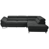 ECKSOFA in Webstoff Dunkelgrau  - Dunkelgrau/Schwarz, Design, Textil/Metall (280/235cm) - Hom`in