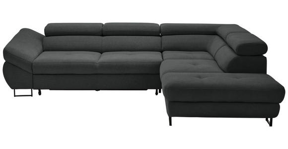 ECKSOFA in Webstoff Dunkelgrau - Dunkelgrau/Schwarz, Design, Textil/Metall (280/235cm) - Hom`in