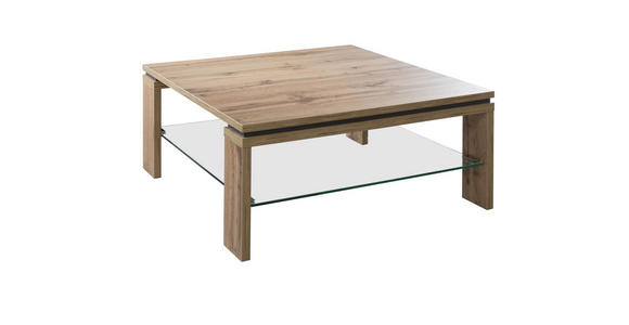 COUCHTISCH quadratisch Grau, Eichefarben - Eichefarben/Grau, KONVENTIONELL, Glas (90/90/40cm) - Cantus