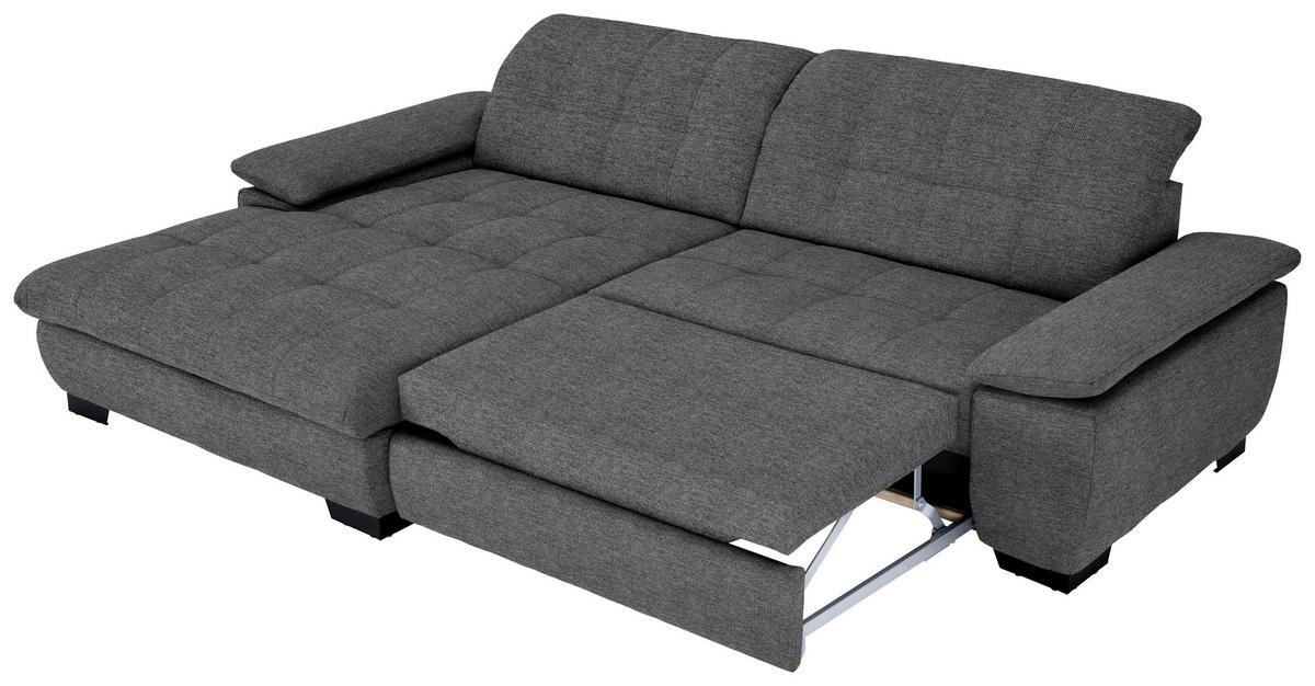 ECKSOFA in Webstoff Dunkelgrau  - Dunkelgrau/Schwarz, Design, Textil/Metall (180/265cm) - Carryhome