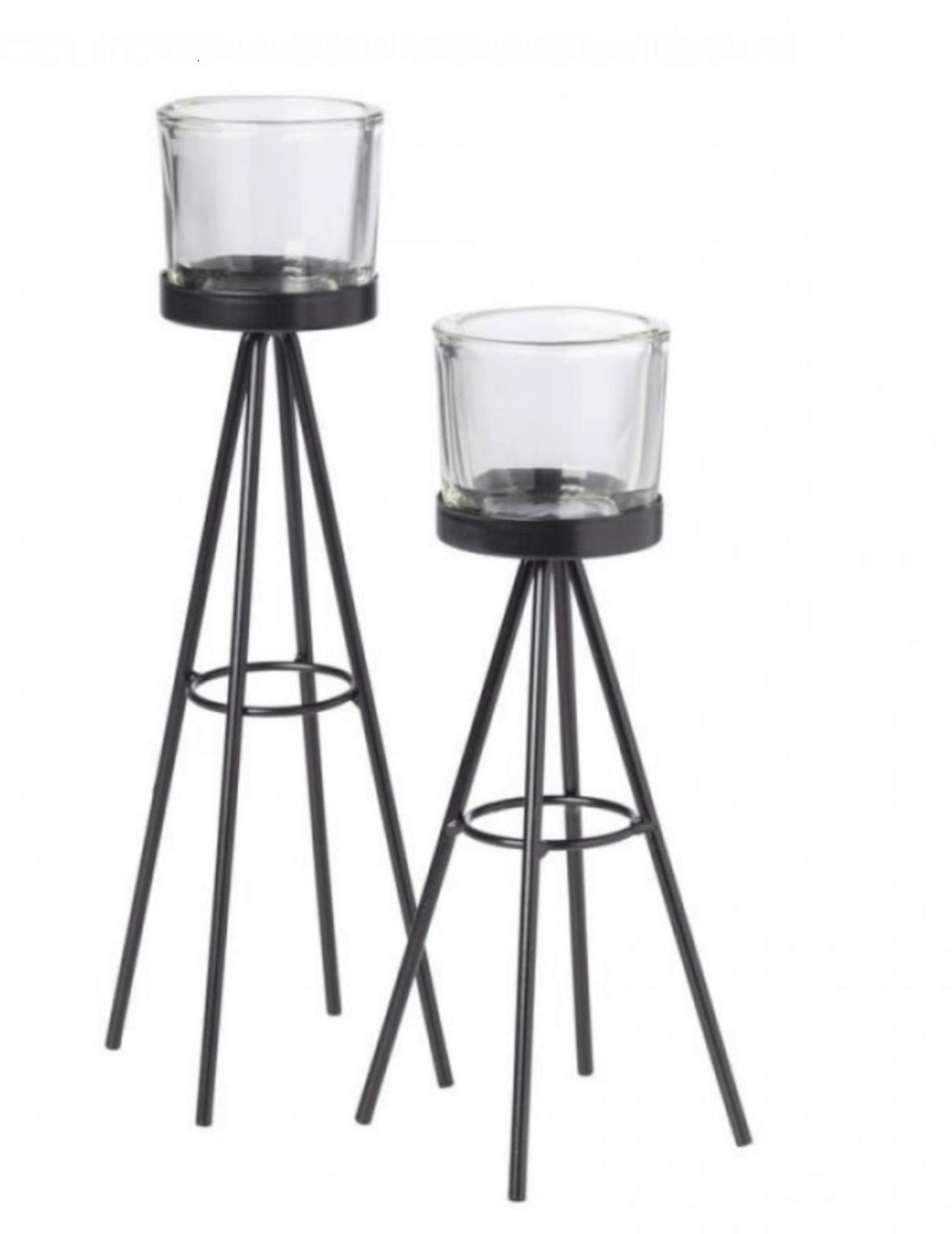 SET DRŽAL ZA ČAJNE SVEČKE - črna, Basics, kovina (28/8/8cm)