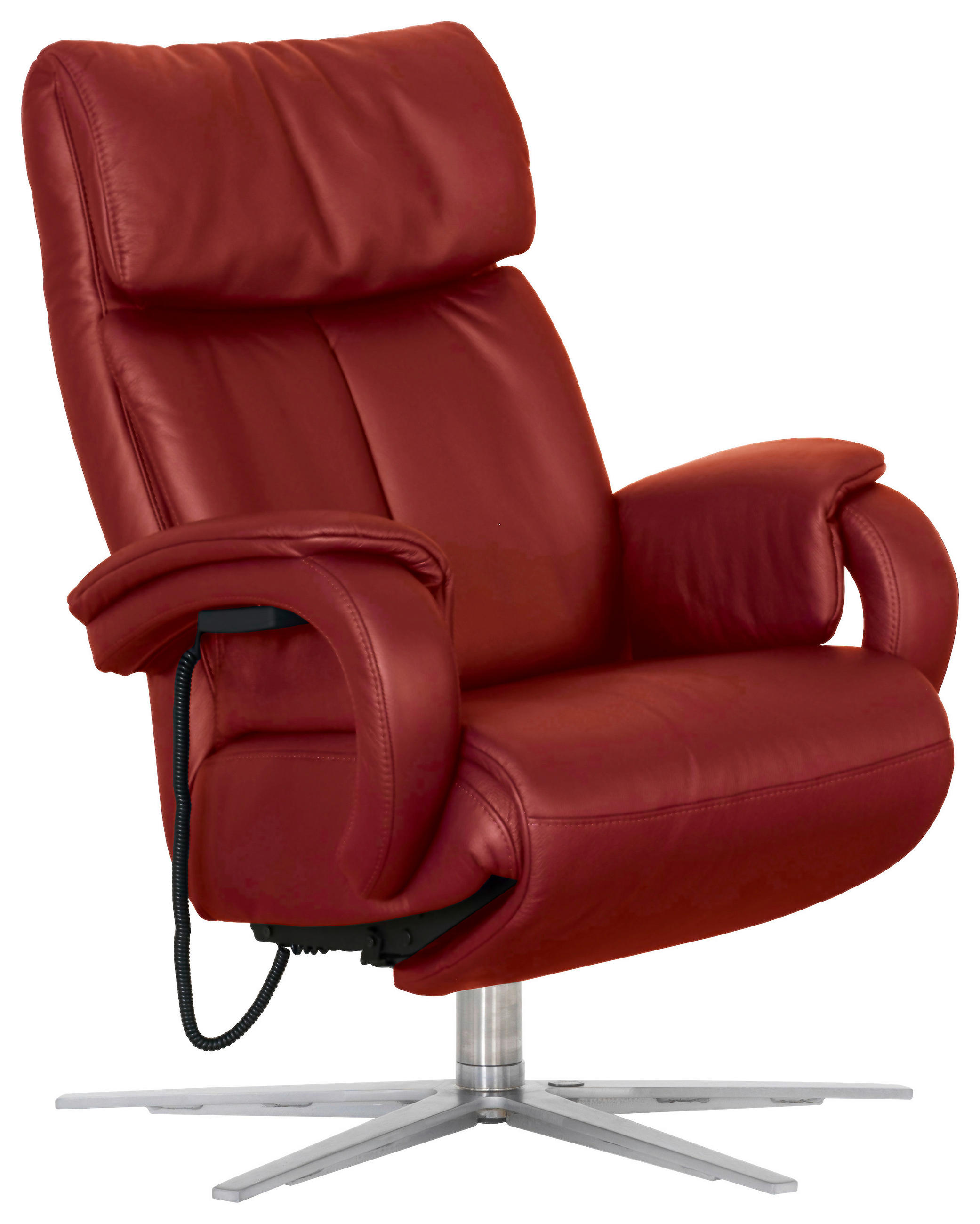 RELAXSESSEL in Leder Rot  - Chromfarben/Rot, Design, Leder/Metall (74/85/98cm) - Himolla