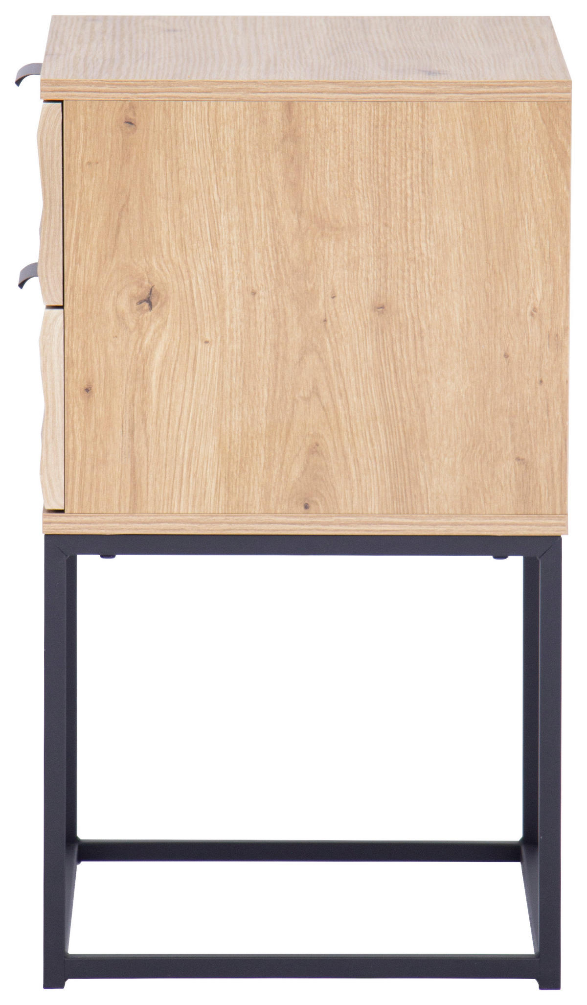 NACHTSCHRANK 42,5/67/38,5 cm  - Eichefarben/Schwarz, KONVENTIONELL, Holzwerkstoff/Metall (42,5/67/38,5cm) - Boxxx