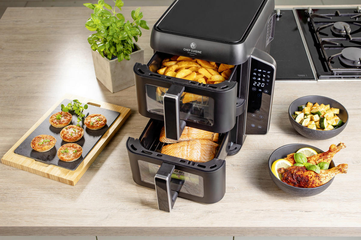 HEISSLUFTFRITTEUSE 9 l  - Schwarz, Basics, Kunststoff/Metall (42/32.5/37.5cm) - CHEF CUISINE
